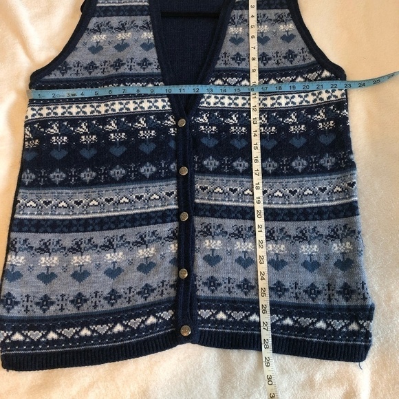 VINTAGE BRAND NEW Sweater Vest WOMEN'S 10 Blue Coastal Grandma Made in USA KNIT - Picture 4 of 10